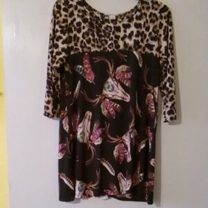 Now N Forever Leopard and Skull Print Dress. Lace & Button Detail In Back. Sz S